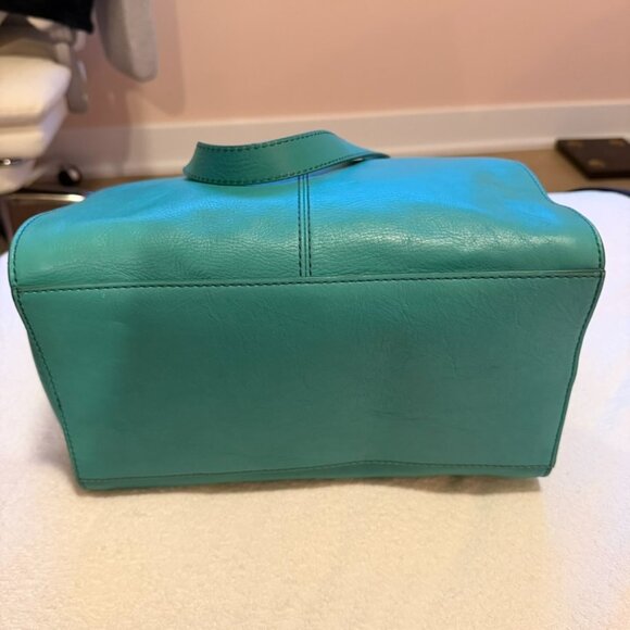 Rare Fossil Teal Satchel Leather Shoulder Bag Spring - Picture 5 of 11